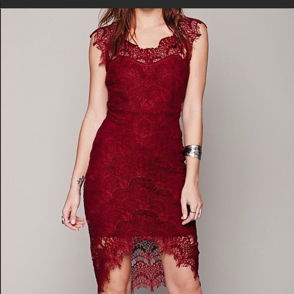 Free People Maroon Red Lace Dress M